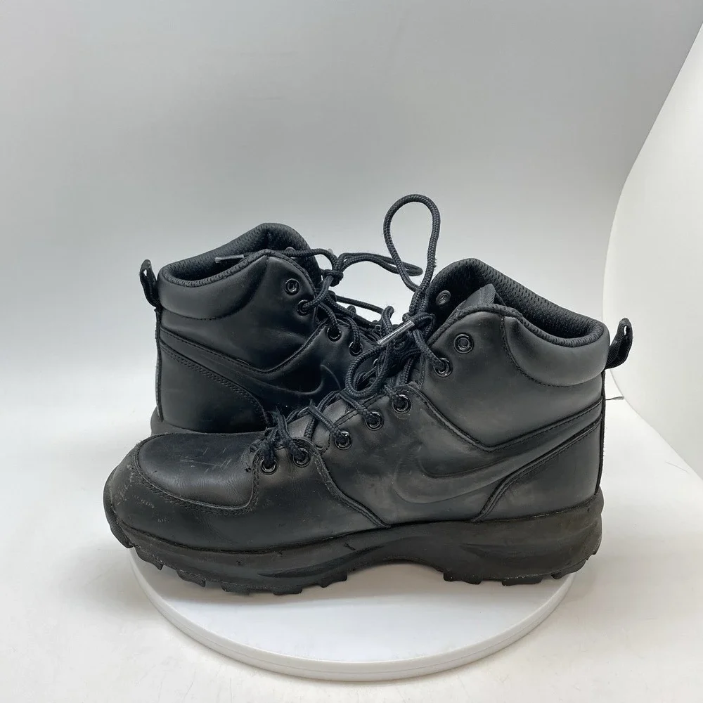 Nike‎ Manoa Boots Mens 9 Triple Black Water Resistant 454350-003 Black Leather